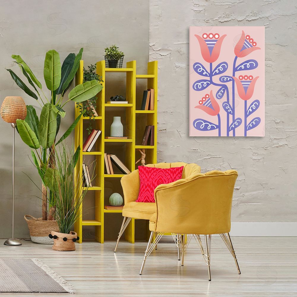 Martina Pavlova Tulip Flowers Pink Deco Canvas Wall Art Print in Room