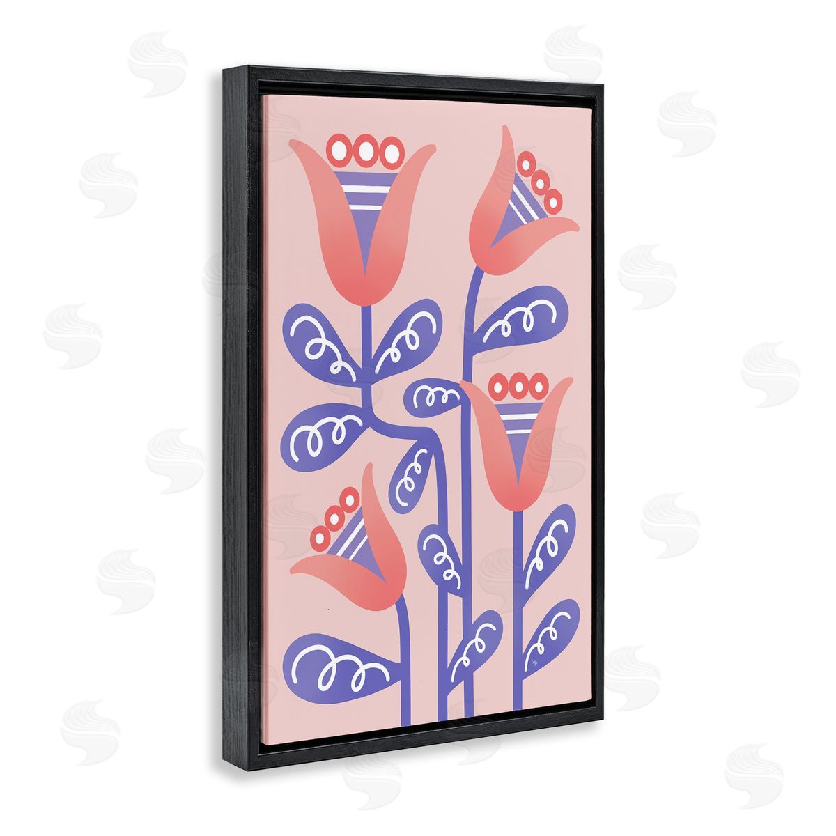 Martina Pavlova Tulip Flowers Pink Deco Black Floating Frame Canvas Wall Art Print