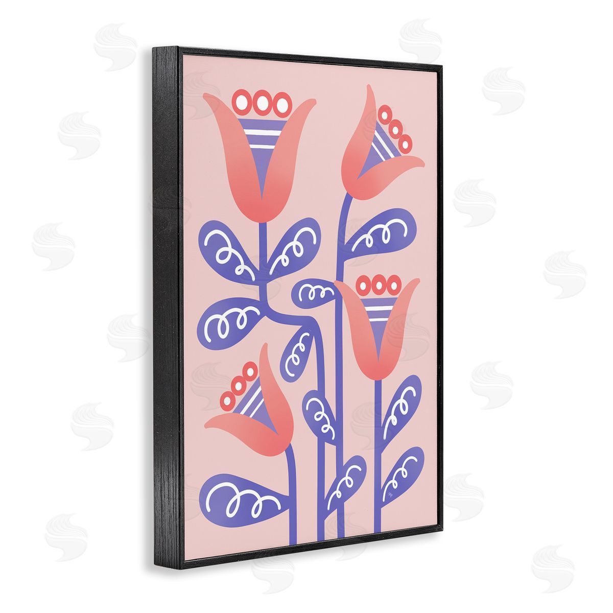 Martina Pavlova Tulip Flowers Pink Deco Black Framed Giclee Wall Art Print