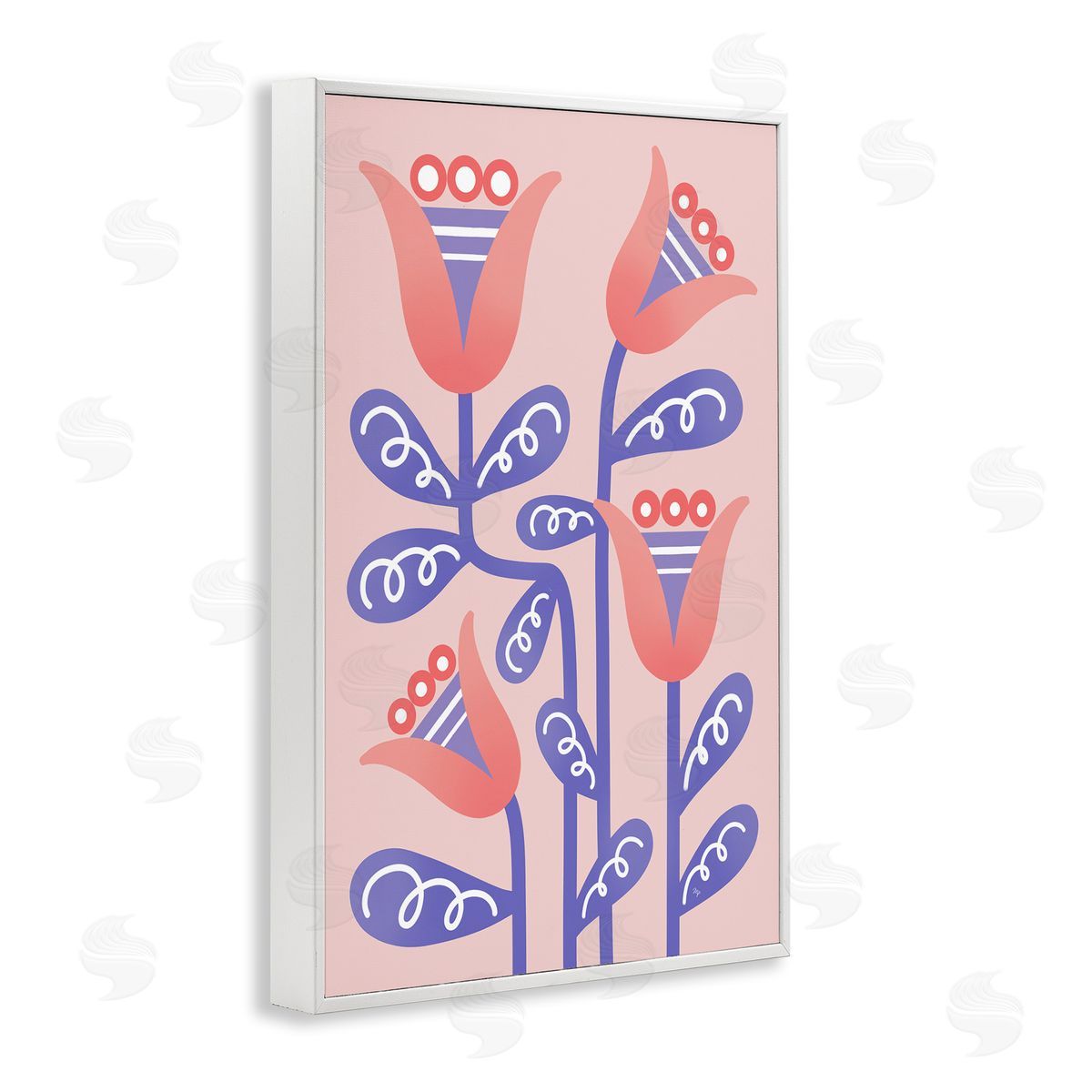 Martina Pavlova Tulip Flowers Pink Deco White Framed Giclee Wall Art Print