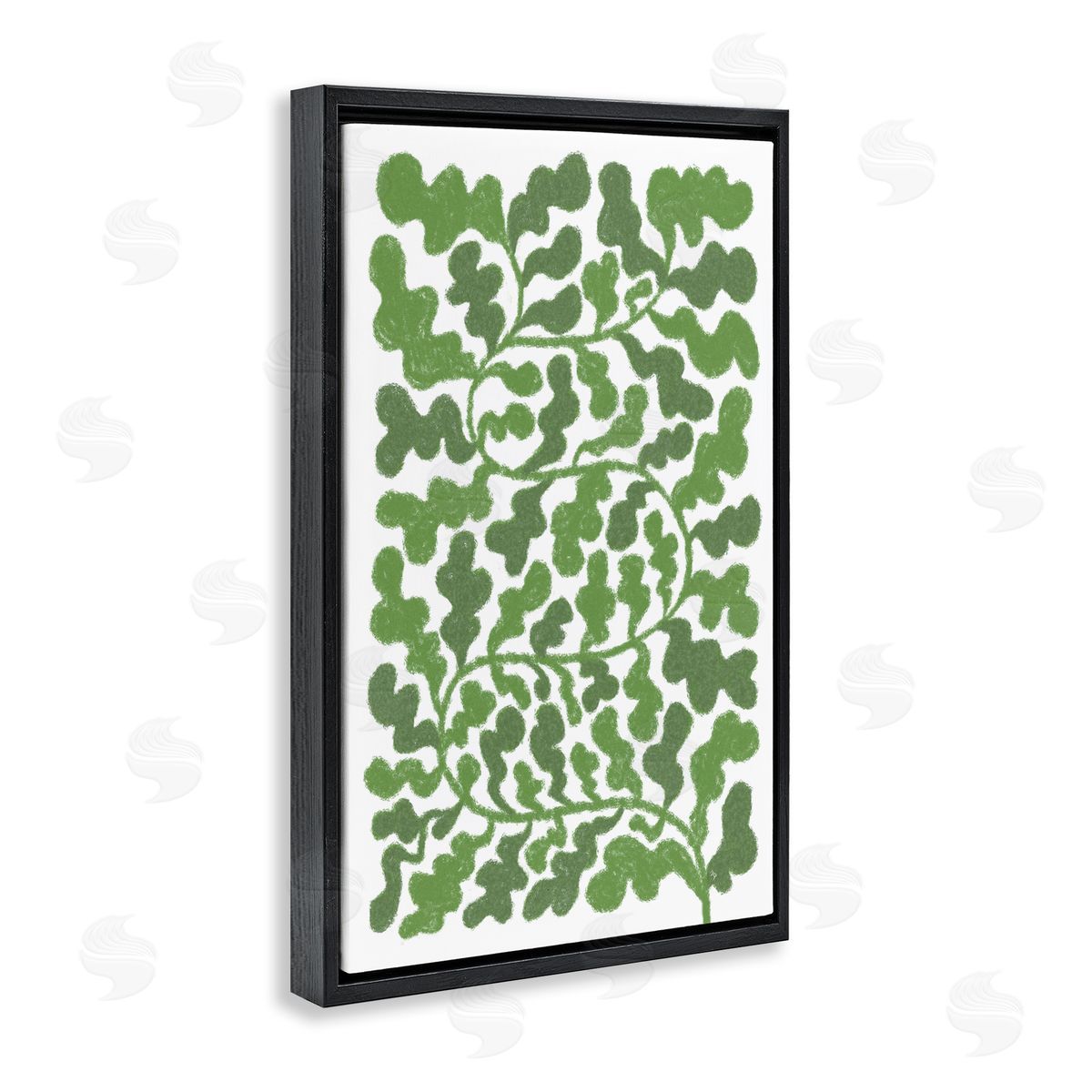 Martina Pavlova Intricate Green Vine Pattern Black Floating Frame Canvas Wall Art Print