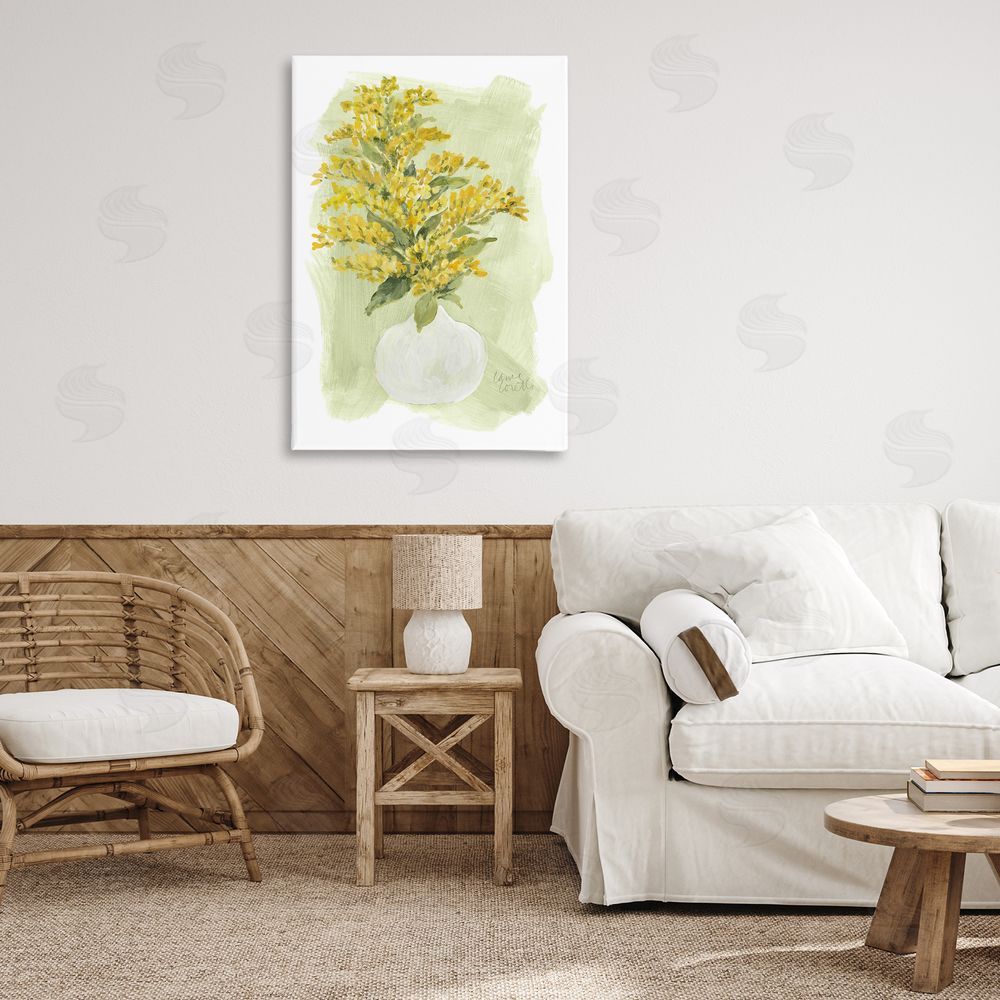 Lanie Loreth Goldenrods Bloom White Vase Canvas Wall Art Print in Room