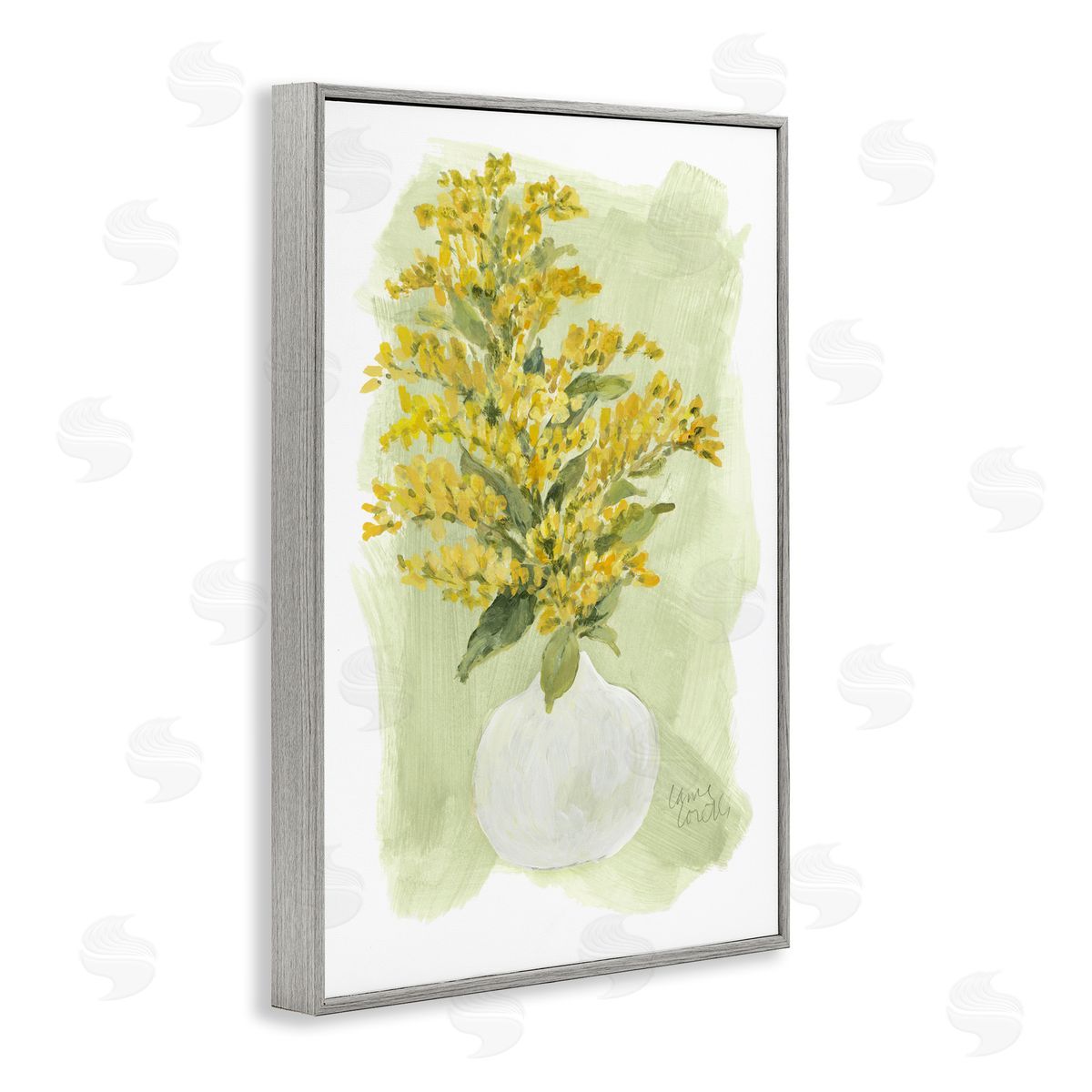 Lanie Loreth Goldenrods Bloom White Vase Gray Framed Giclee Wall Art Print
