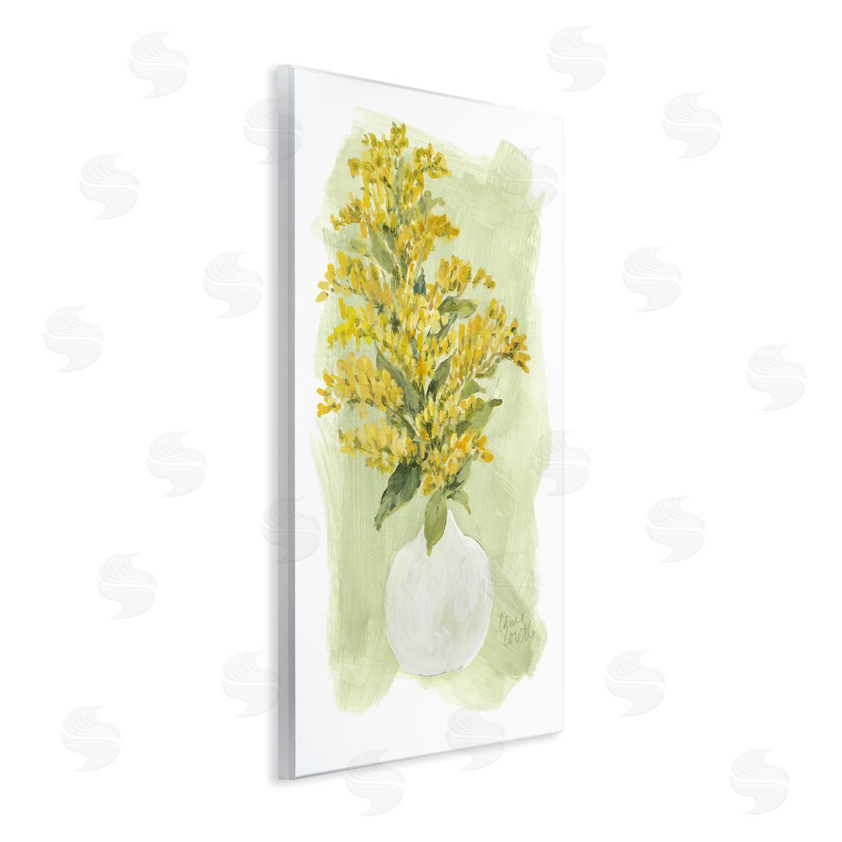 Lanie Loreth Goldenrods Bloom White Vase Wooden Wall Plaque Art Print
