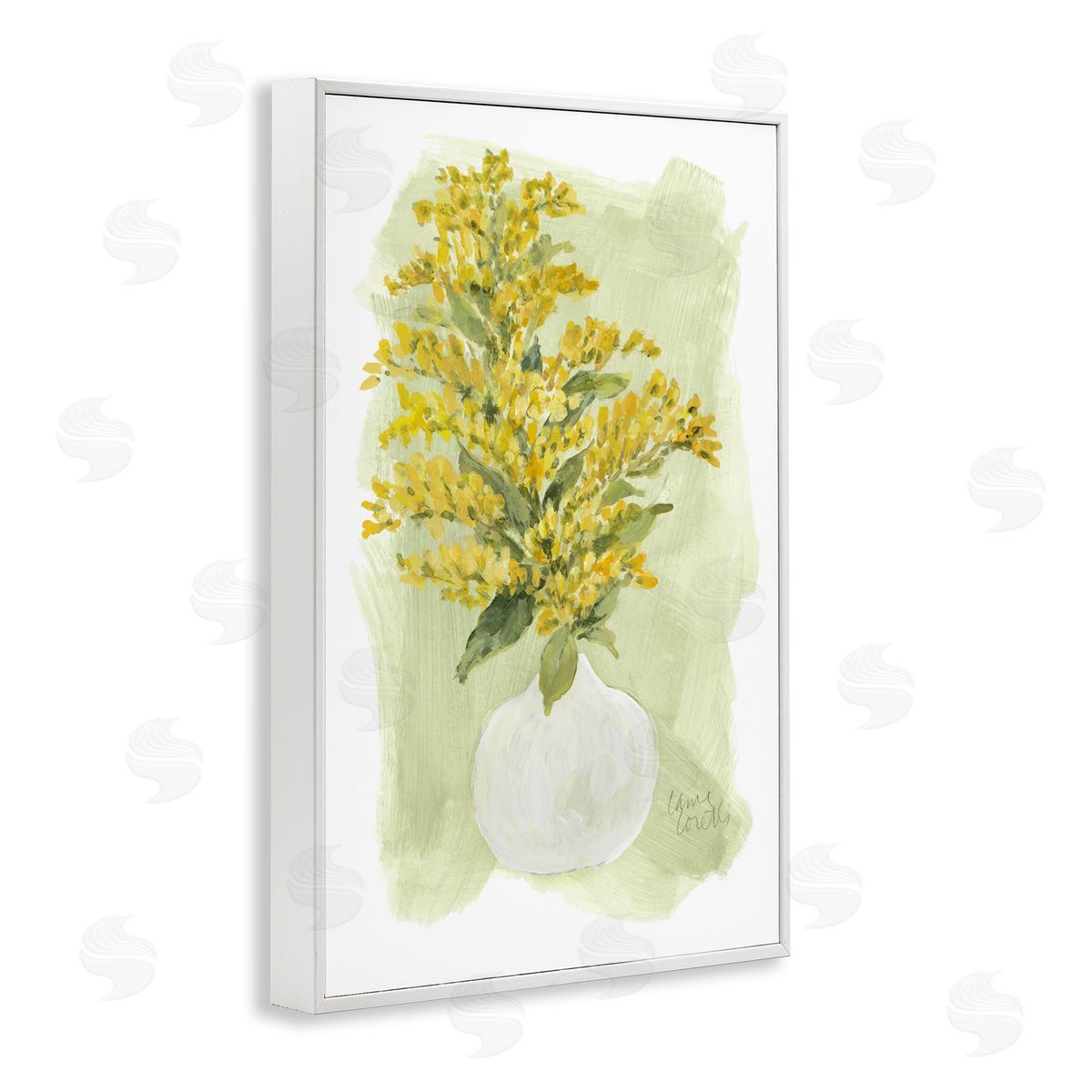 Lanie Loreth Goldenrods Bloom White Vase White Framed Giclee Wall Art Print