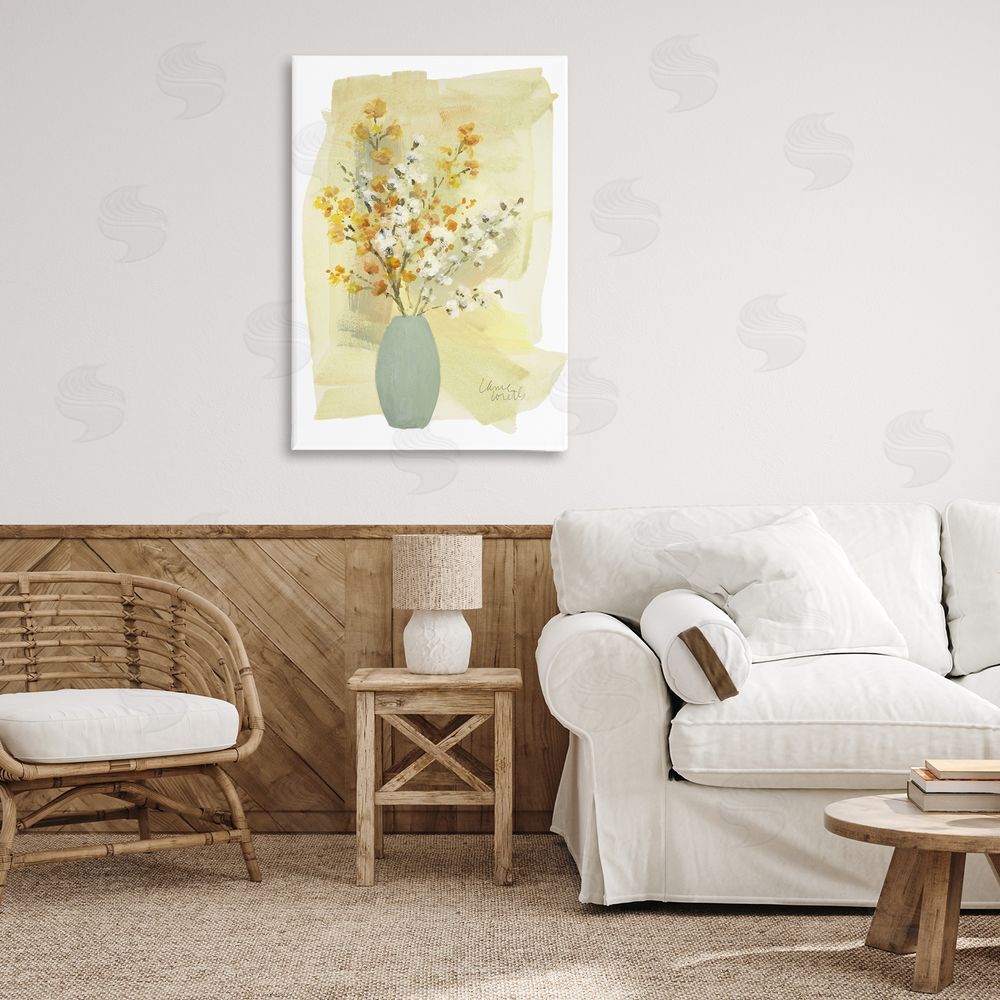 Lanie Loreth Wildflowers Bloom Blue Vase Canvas Wall Art Print in Room