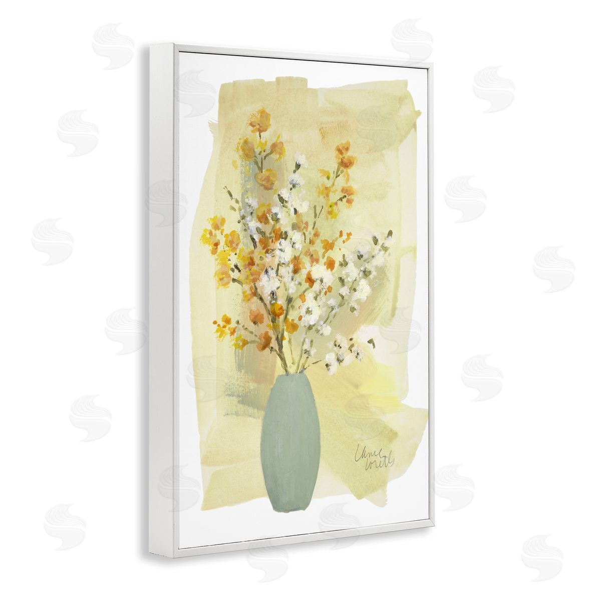 Lanie Loreth Wildflowers Bloom Blue Vase White Framed Giclee Wall Art Print