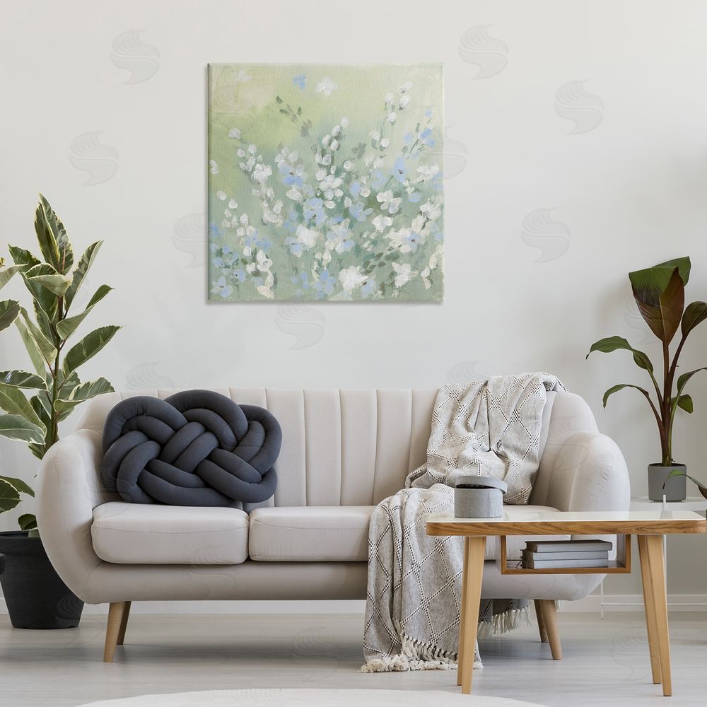Lanie Loreth Wispy Willows White Wildflowers Canvas Wall Art Print in Room