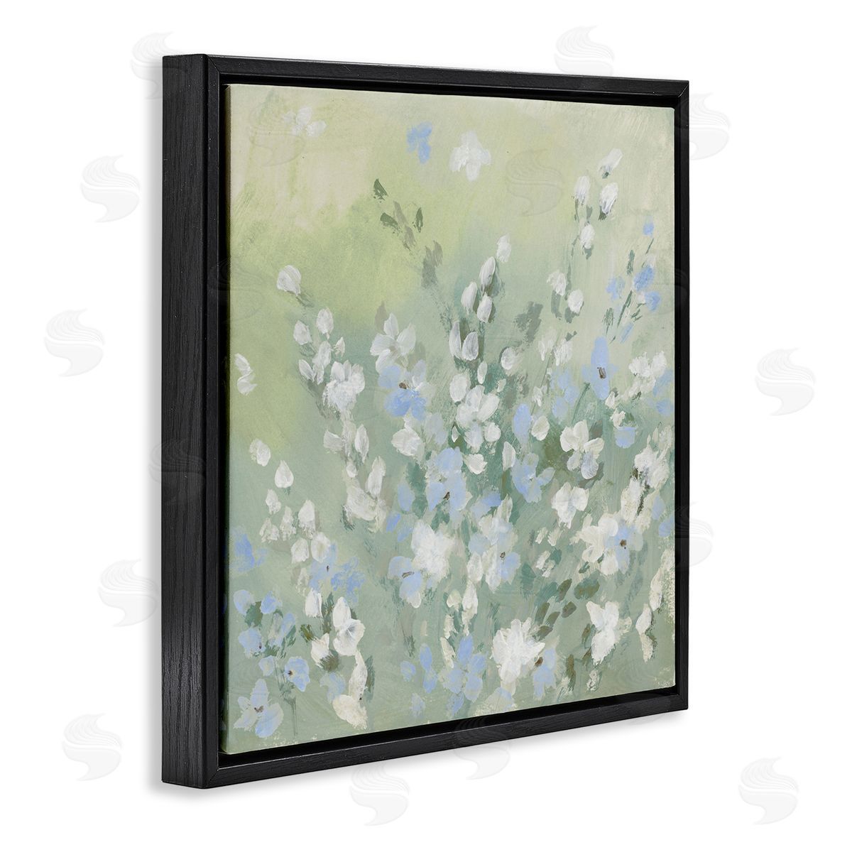 Lanie Loreth Wispy Willows White Wildflowers Black Floating Frame Canvas Wall Art Print