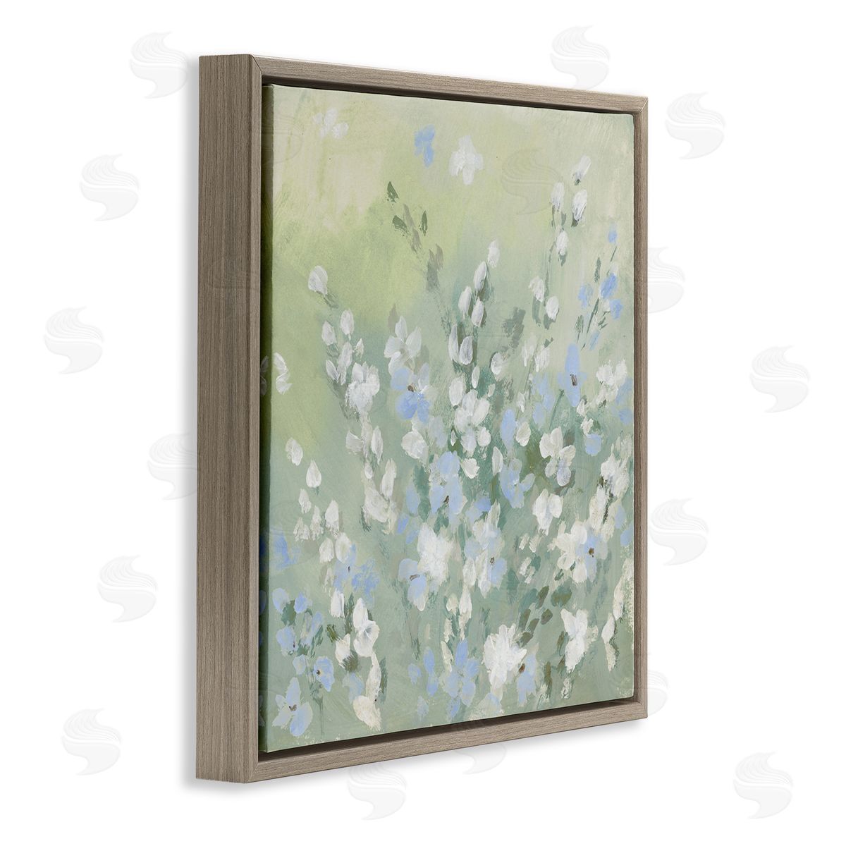 Lanie Loreth Wispy Willows White Wildflowers Brown Floating Frame Canvas Wall Art Print