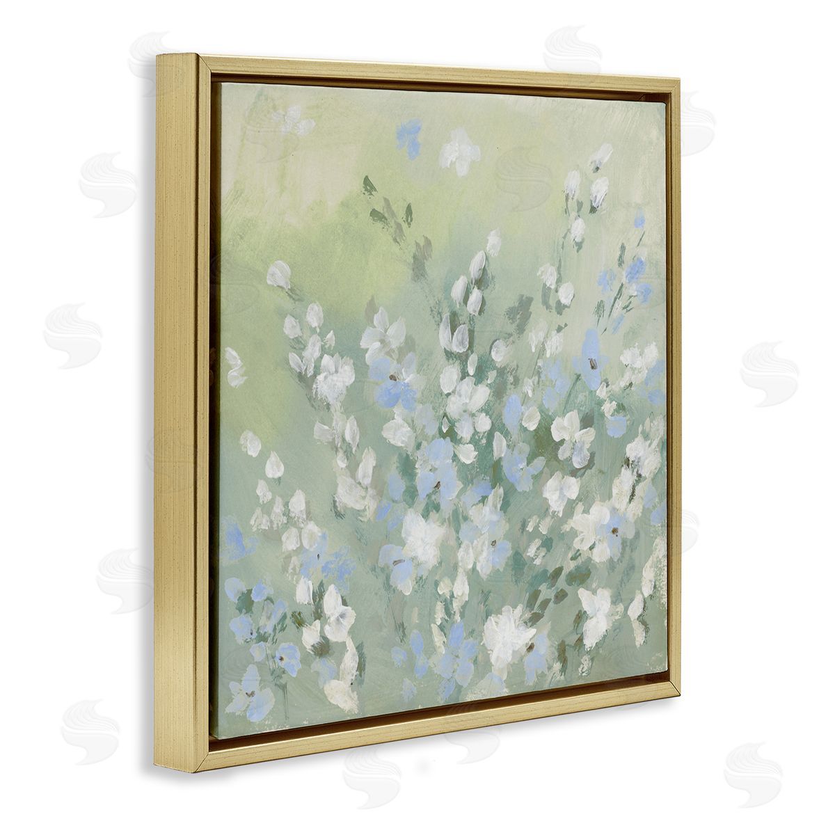Lanie Loreth Wispy Willows White Wildflowers Gold Floating Frame Canvas Wall Art Print