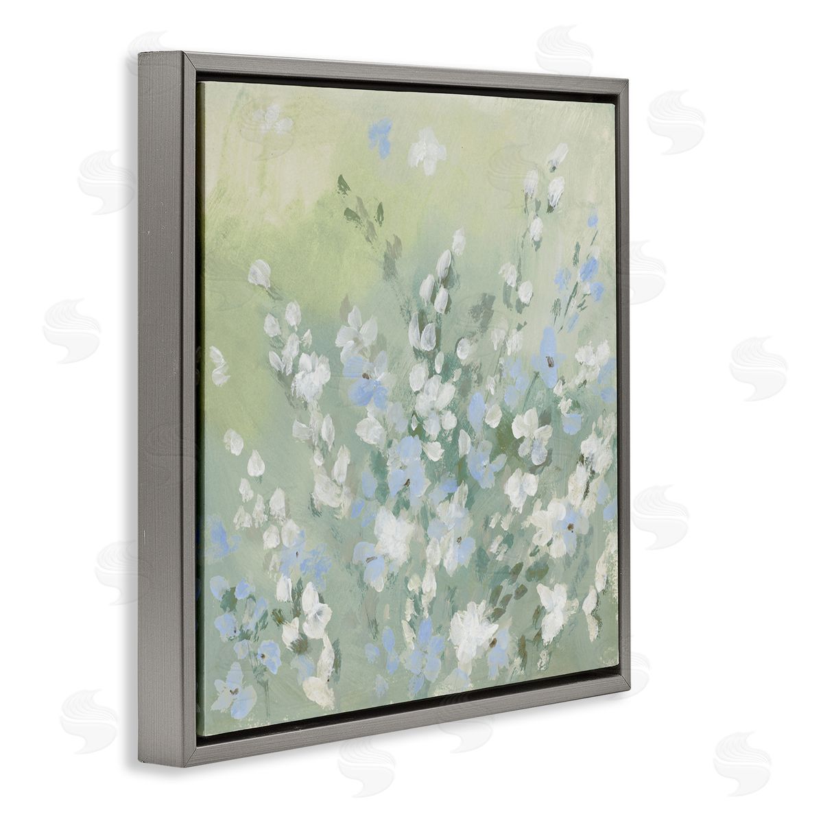 Lanie Loreth Wispy Willows White Wildflowers Gray Floating Frame Canvas Wall Art Print