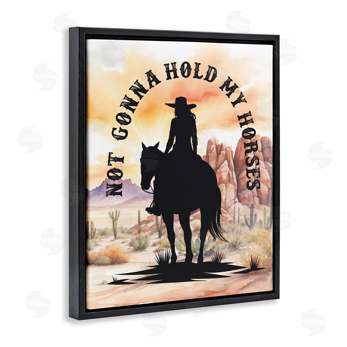 Not Gonna Hold My Horses Black Floating Frame Canvas Wall Art, Home Decor by Lettered and Lined