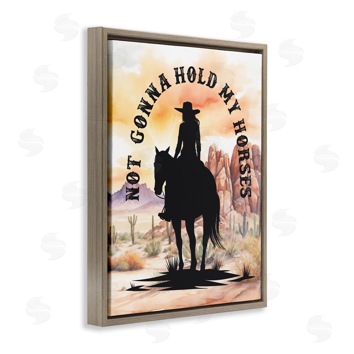Not Gonna Hold My Horses Brown Floating Frame Canvas Wall Art, Home Decor by Lettered and Lined