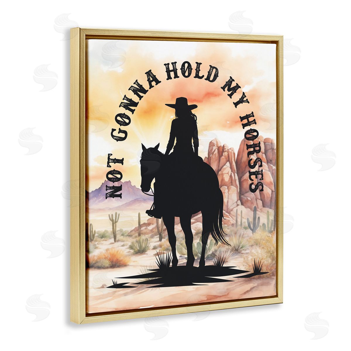 Not Gonna Hold My Horses Gold Floating Frame Canvas Wall Art, Home Decor by Lettered and Lined