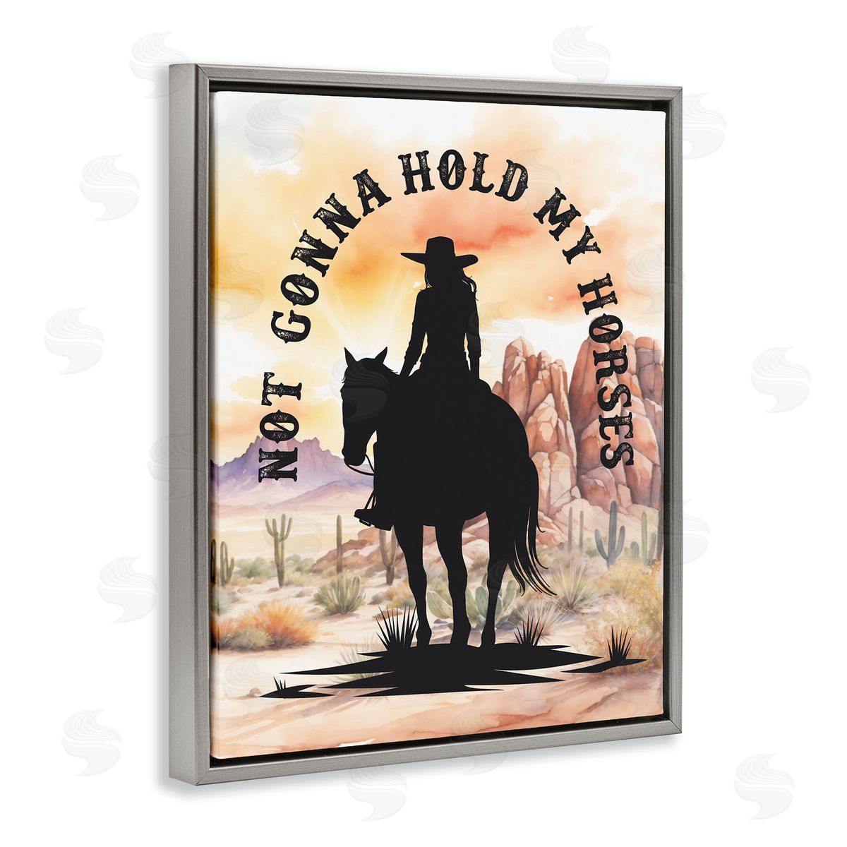 Not Gonna Hold My Horses Grey Floating Frame Canvas Wall Art, Home Decor by Lettered and Lined