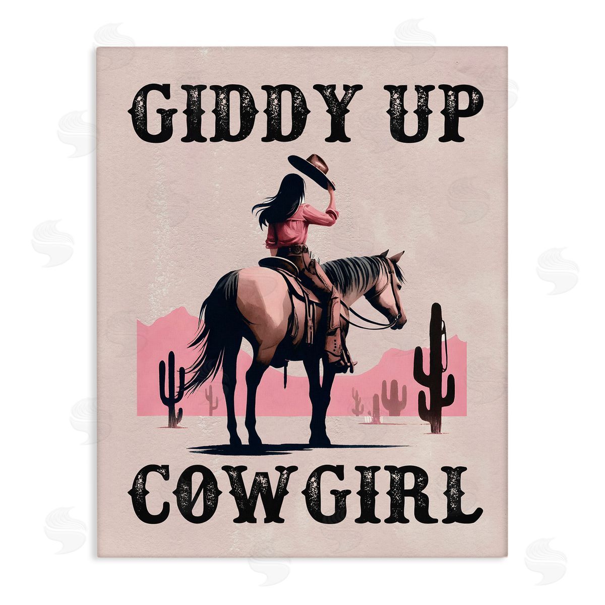 Giddy Up Brunette Cowgirl Canvas Wall Art, Home Decor by Lettered and Lined