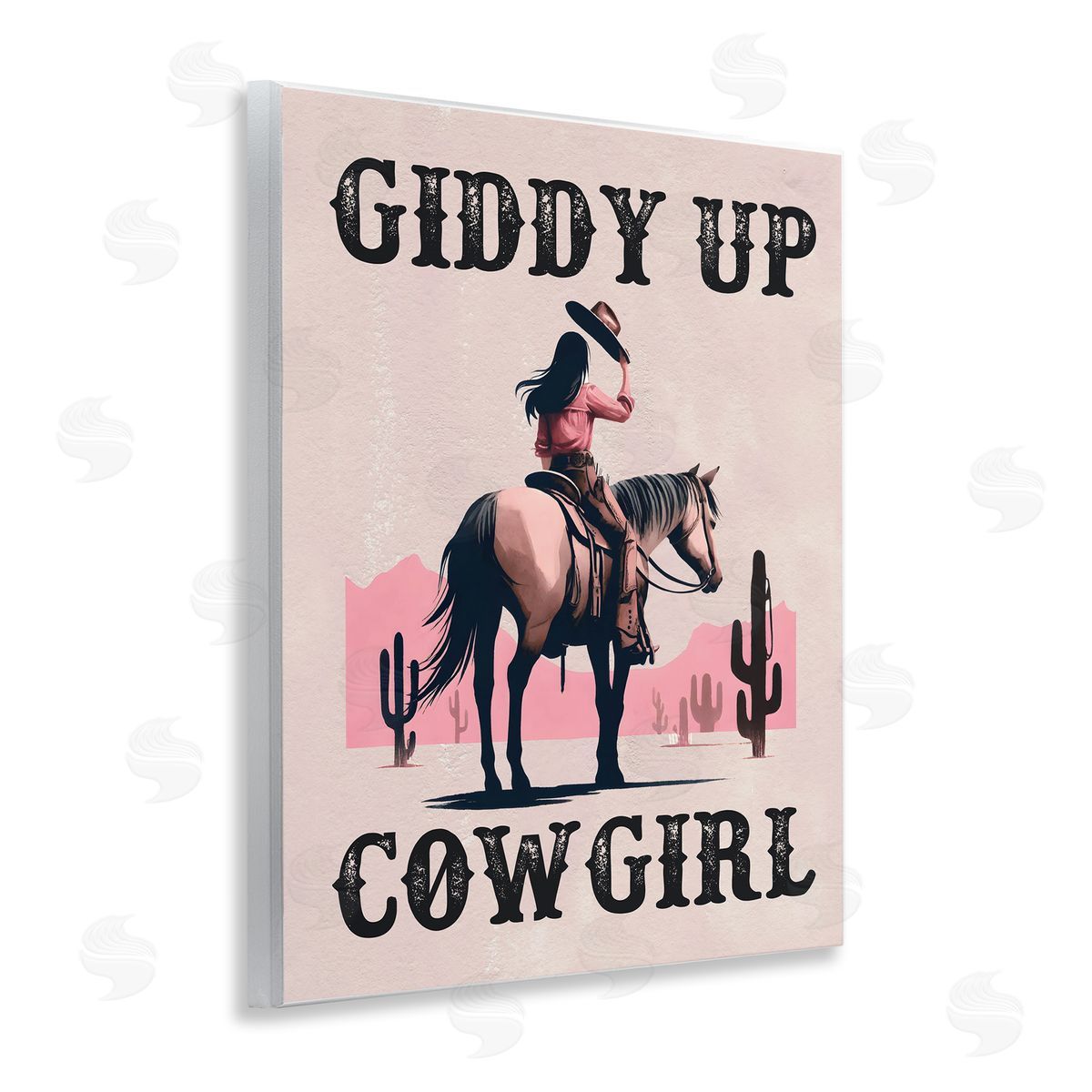 Giddy Up Brunette Cowgirl Wood Plaque Wall Art, Home Decor by Lettered and Lined