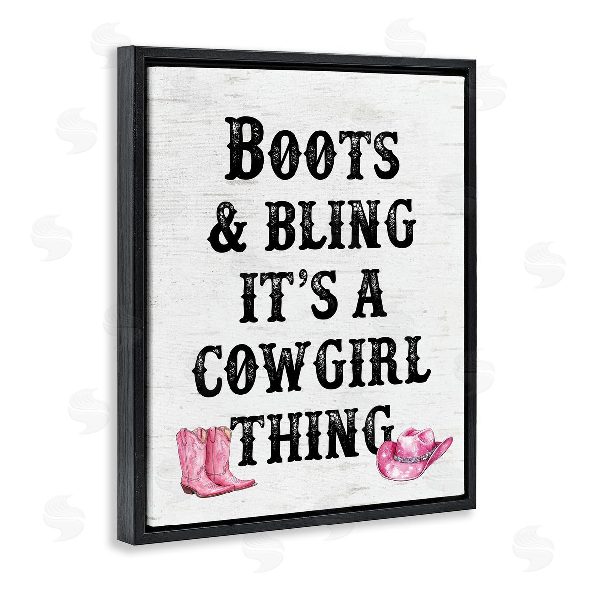 Boots & Bling Cowgirl Thing Black Floating Frame Canvas Wall Art, Home Decor by Lettered and Lined
