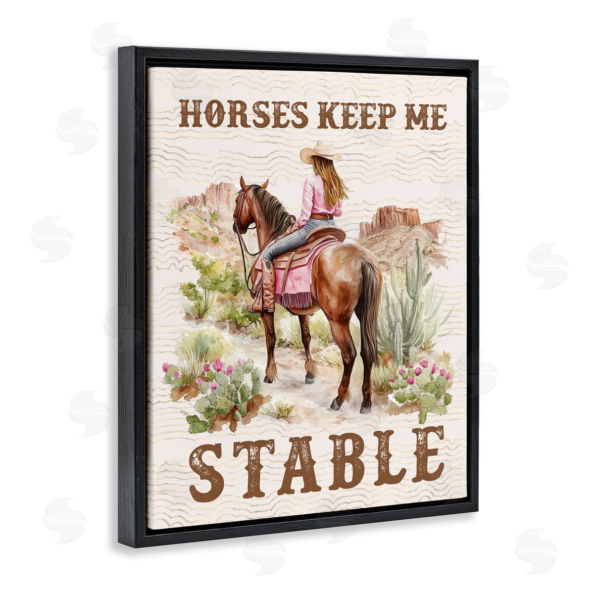 Horses Keep Me Stable Black Floating Frame Canvas Wall Art, Home Decor by Lettered and Lined