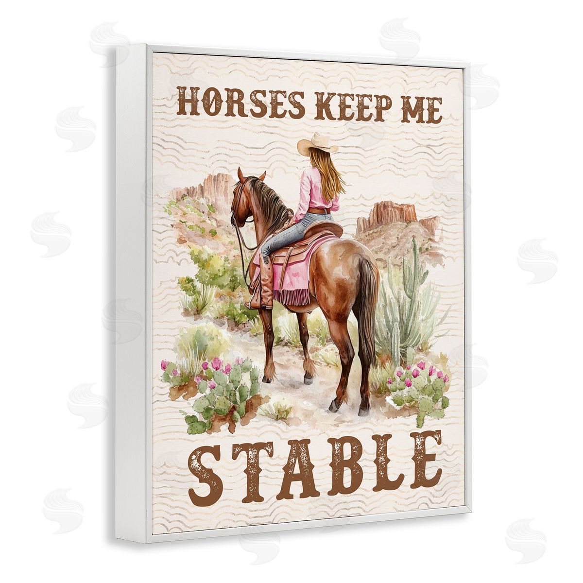 Horses Keep Me Stable White Frame Print Wall Art, Home Decor by Lettered and Lined