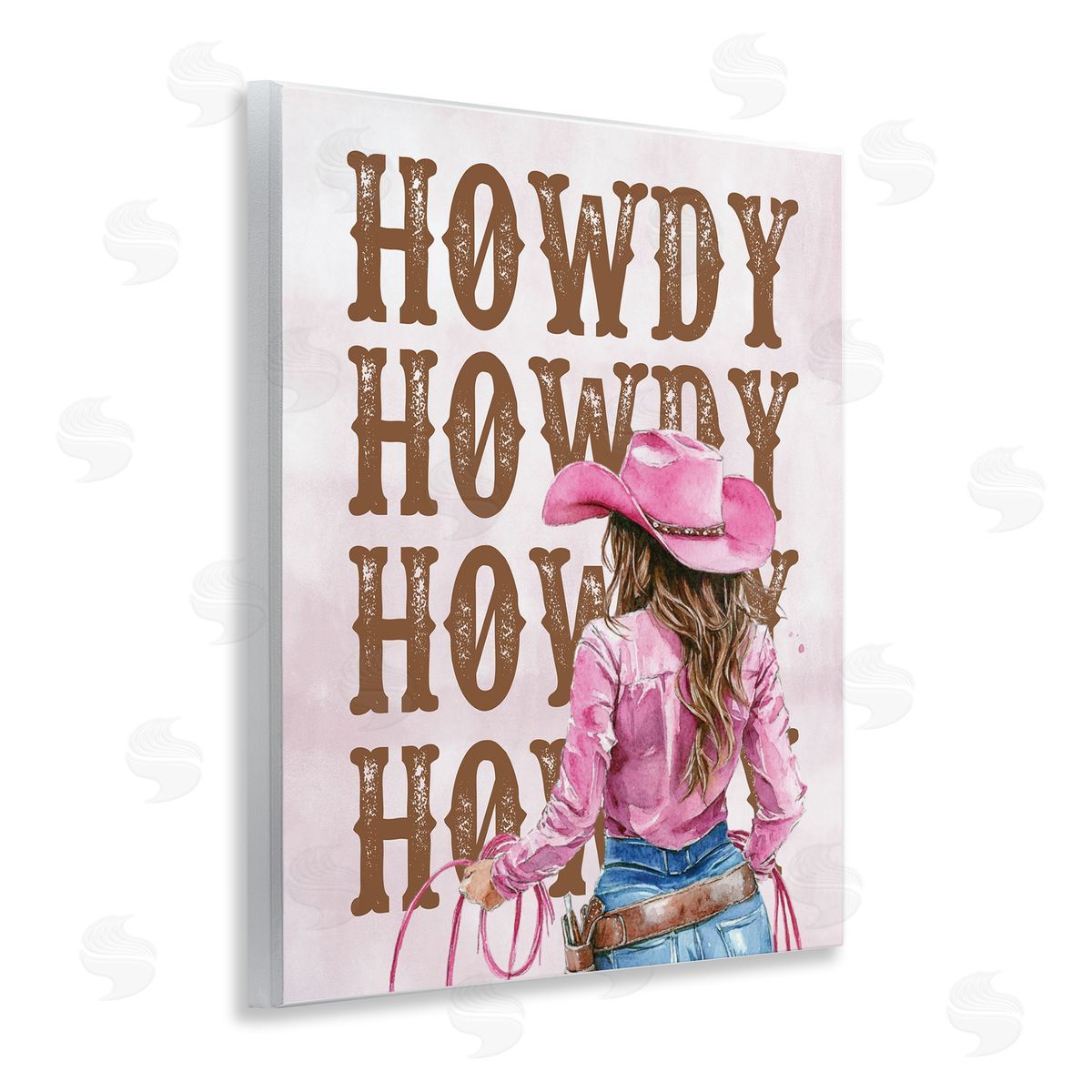 Pink & Brown Howdy Cowgirl Wood Plaque Wall Art, Home Decor by Lettered and Lined