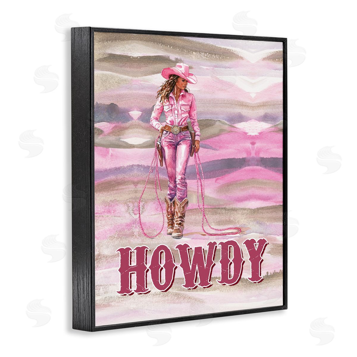 Pastel Howdy Cowgirl Black Frame Print Wall Art, Home Decor by Lettered and Lined