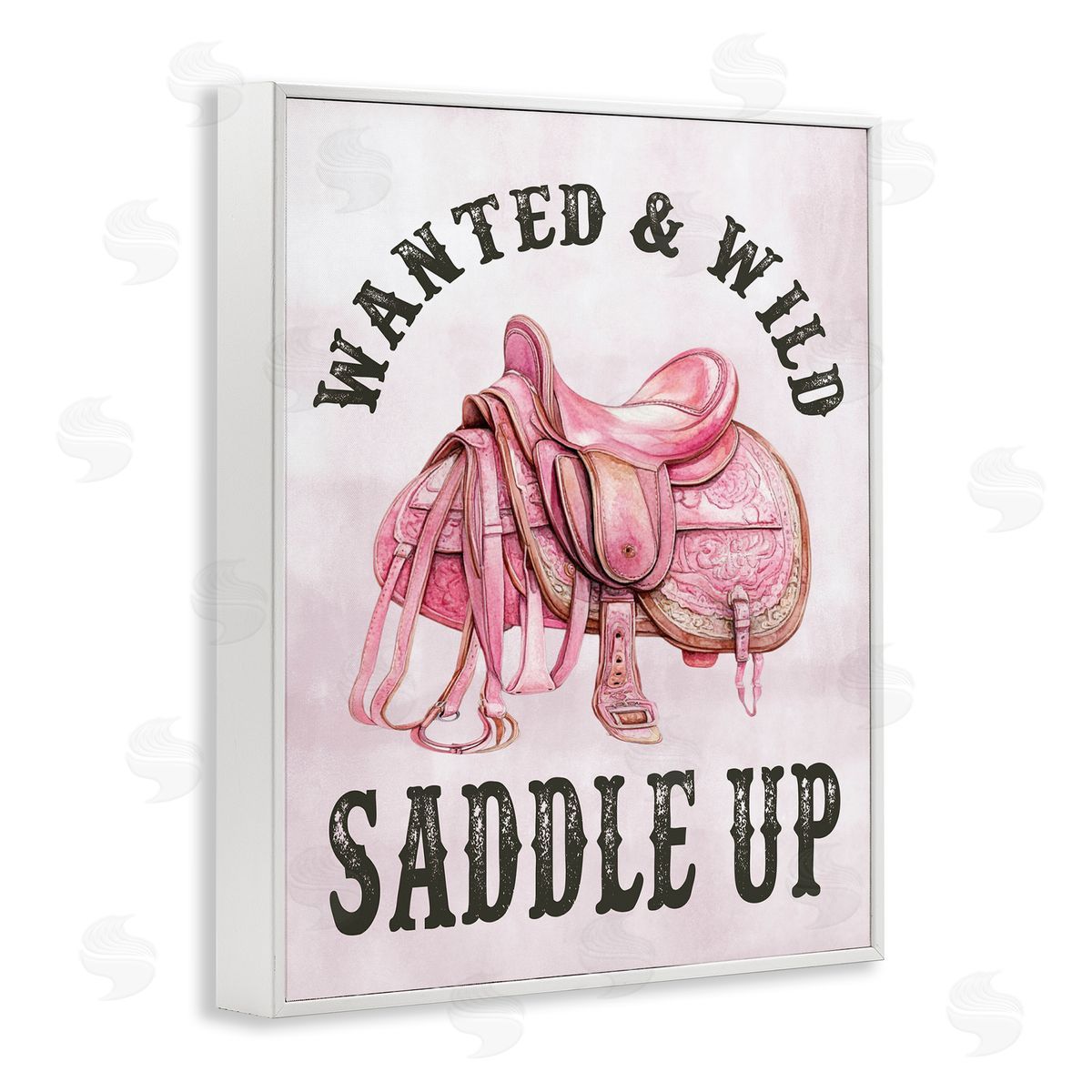 Pink Saddle Up Cowgirl White Frame Print Wall Art, Home Decor by Lettered and Lined