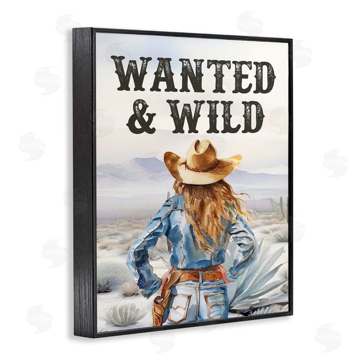 Wanted & Wild Cowgirl Black Frame Print Wall Art, Home Decor by Lettered and Lined