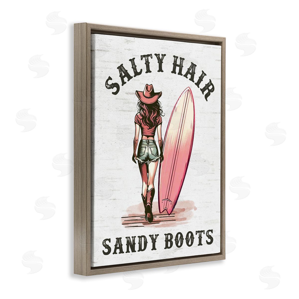 Salty Hair & Sandy Boots Brown Floating Frame Canvas Wall Art, Home Decor by Lettered and Lined