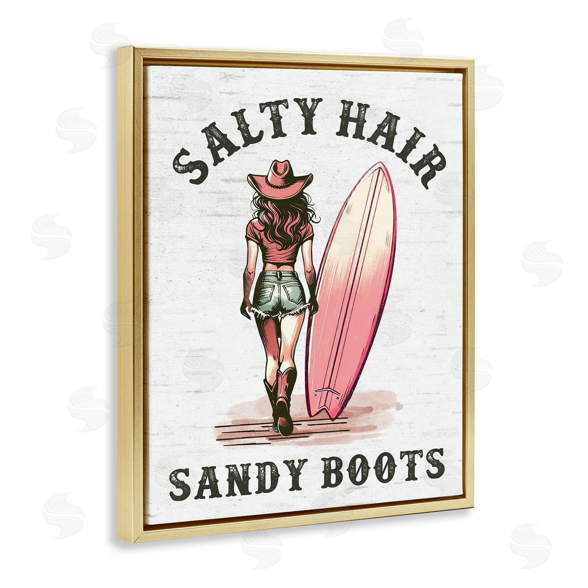 Salty Hair & Sandy Boots Gold Floating Frame Canvas Wall Art, Home Decor by Lettered and Lined