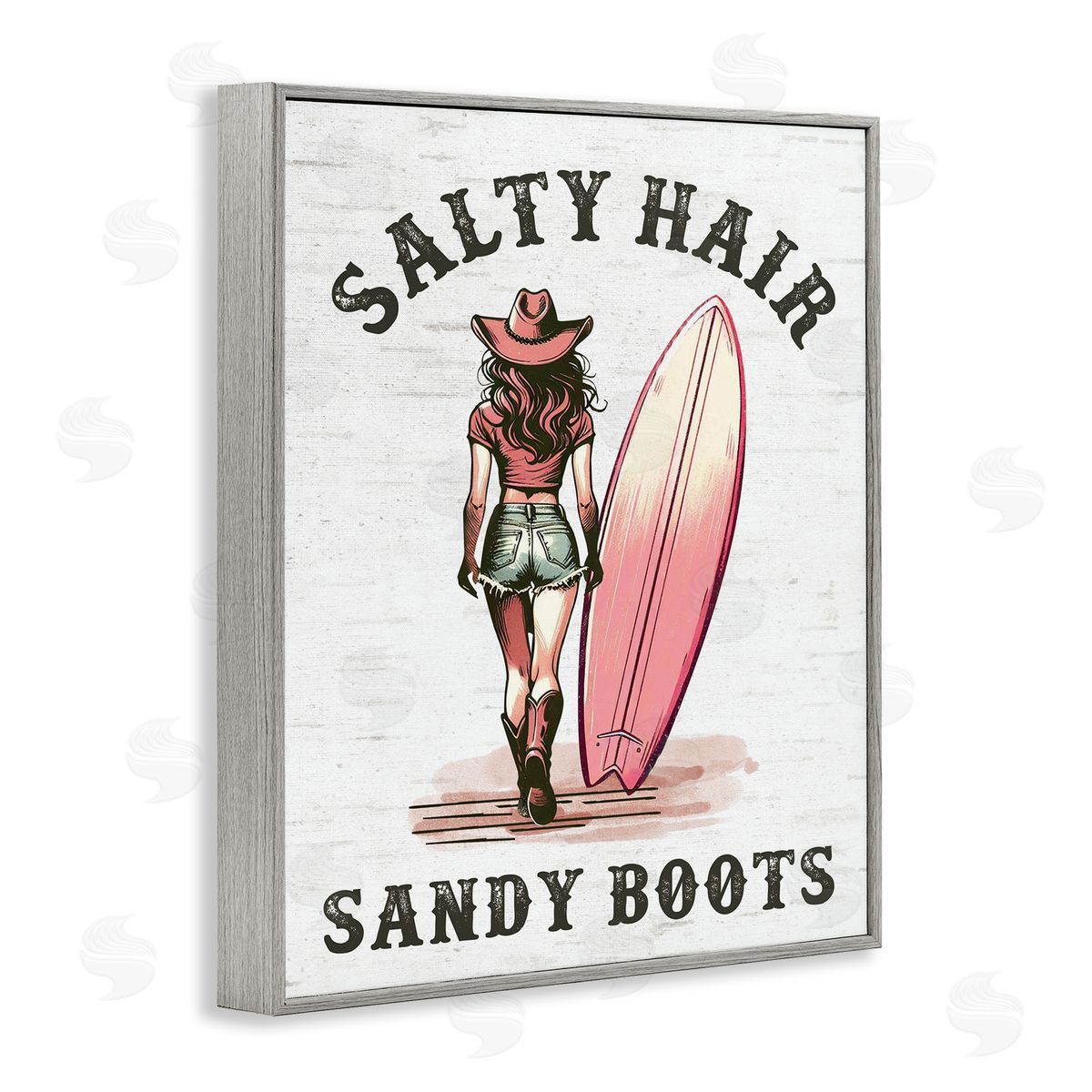 Salty Hair & Sandy Boots Grey Frame Print Wall Art, Home Decor by Lettered and Lined