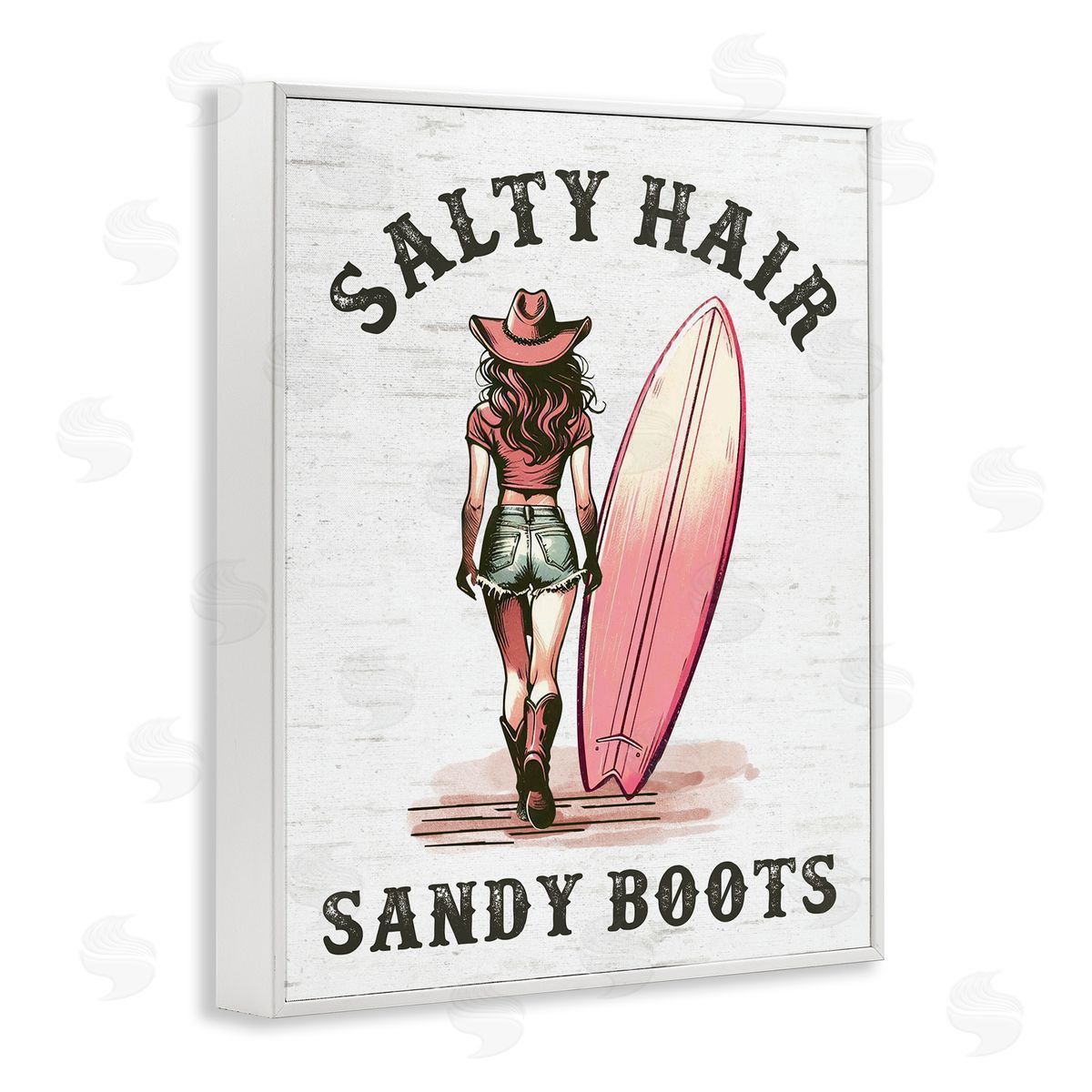 Salty Hair & Sandy Boots White Frame Print Wall Art, Home Decor by Lettered and Lined