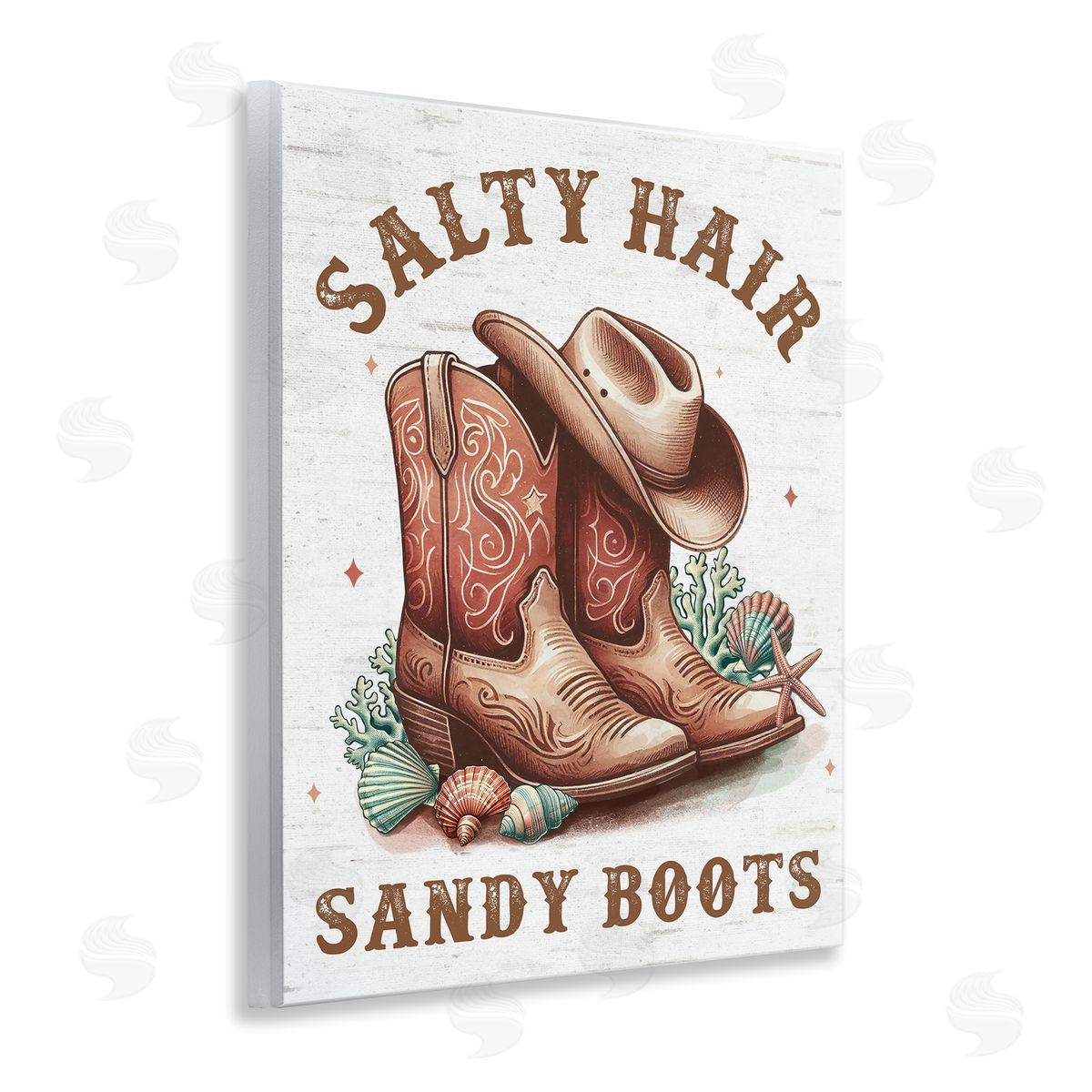 Coastal Cowgirl Boots Wood Plaque Wall Art, Home Decor by Lettered and Lined