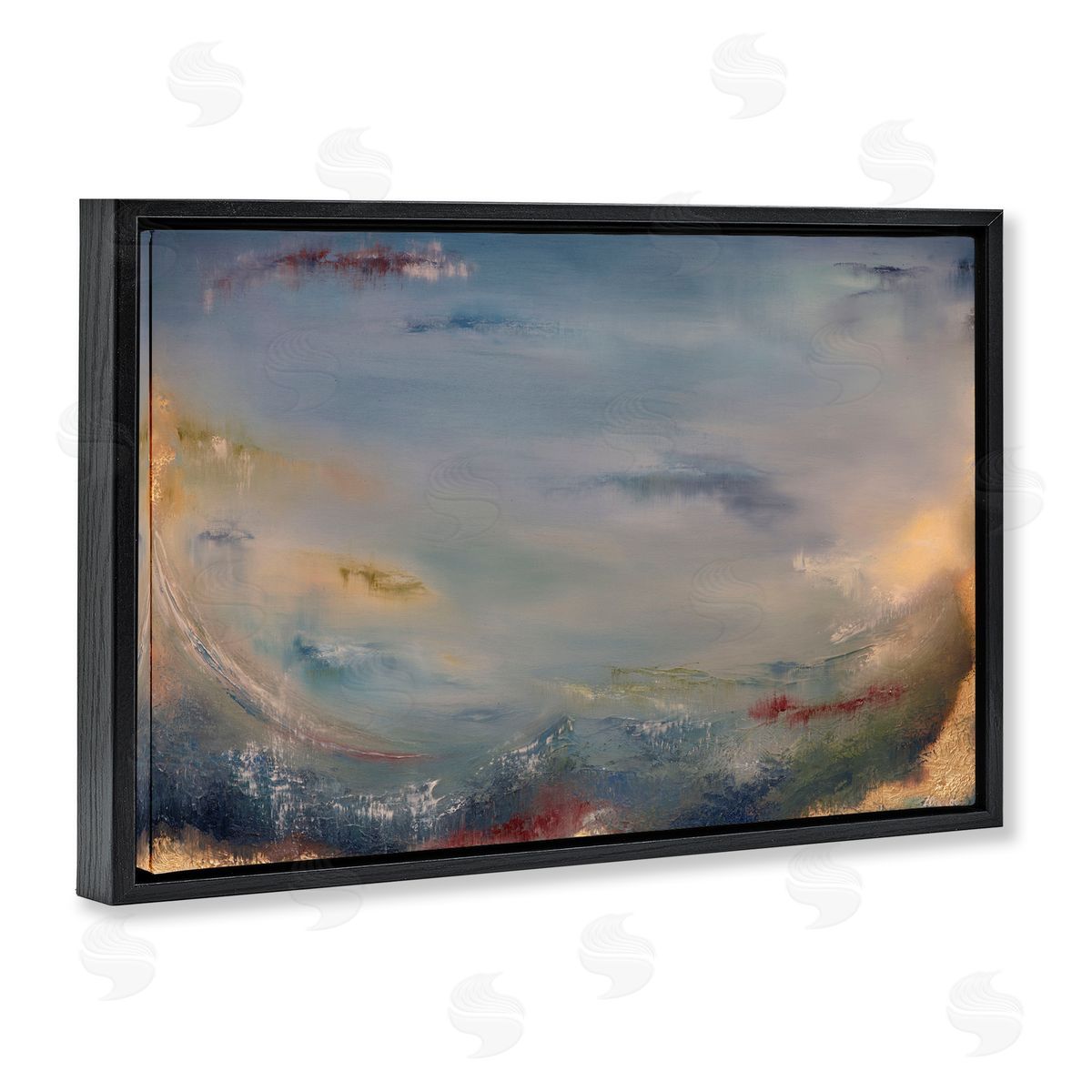 Bottom Of Ocean Abstraction Black Floating Frame Canvas Wall Art, Home Decor by Lydia Orange