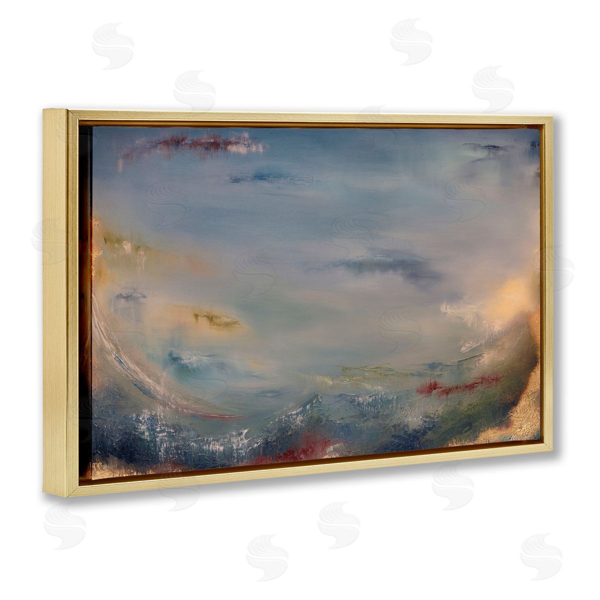 Bottom Of Ocean Abstraction Gold Floating Frame Canvas Wall Art, Home Decor by Lydia Orange