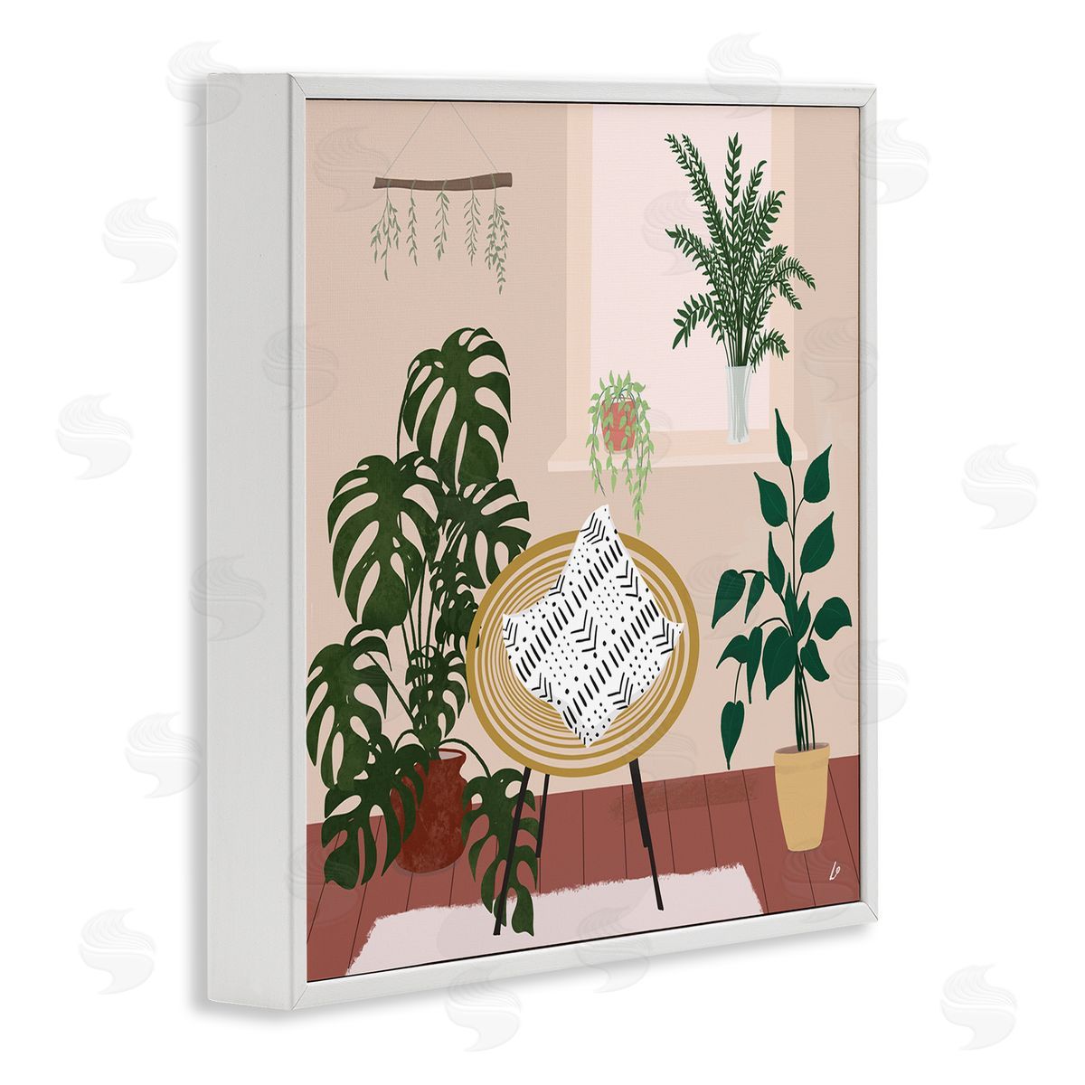 Plant Filled Boho Space White Frame Print Wall Art, Home Decor by Lydia Orange