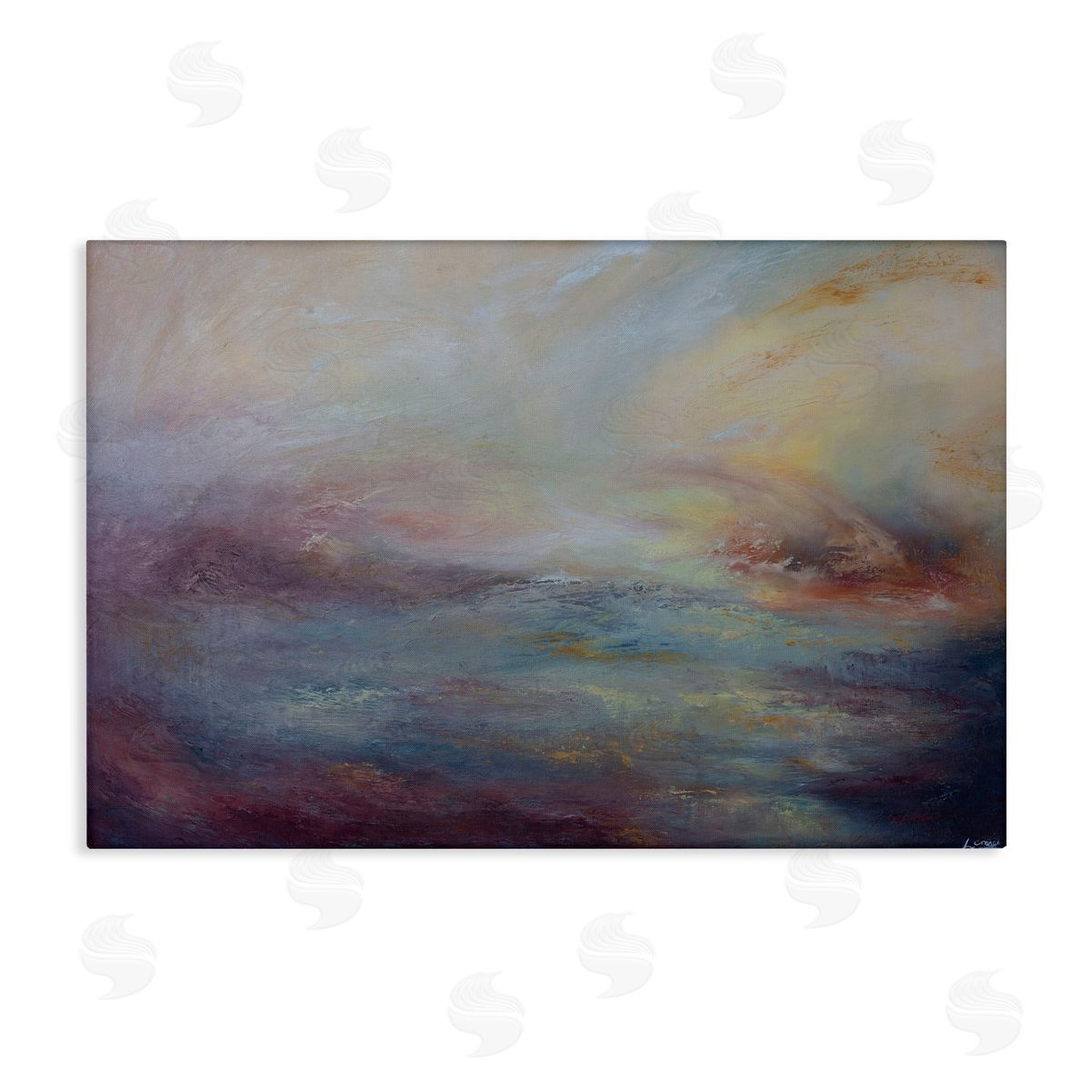 Golden Hour Swirled Abstract Canvas Wall Art, Home Decor by Lydia Orange