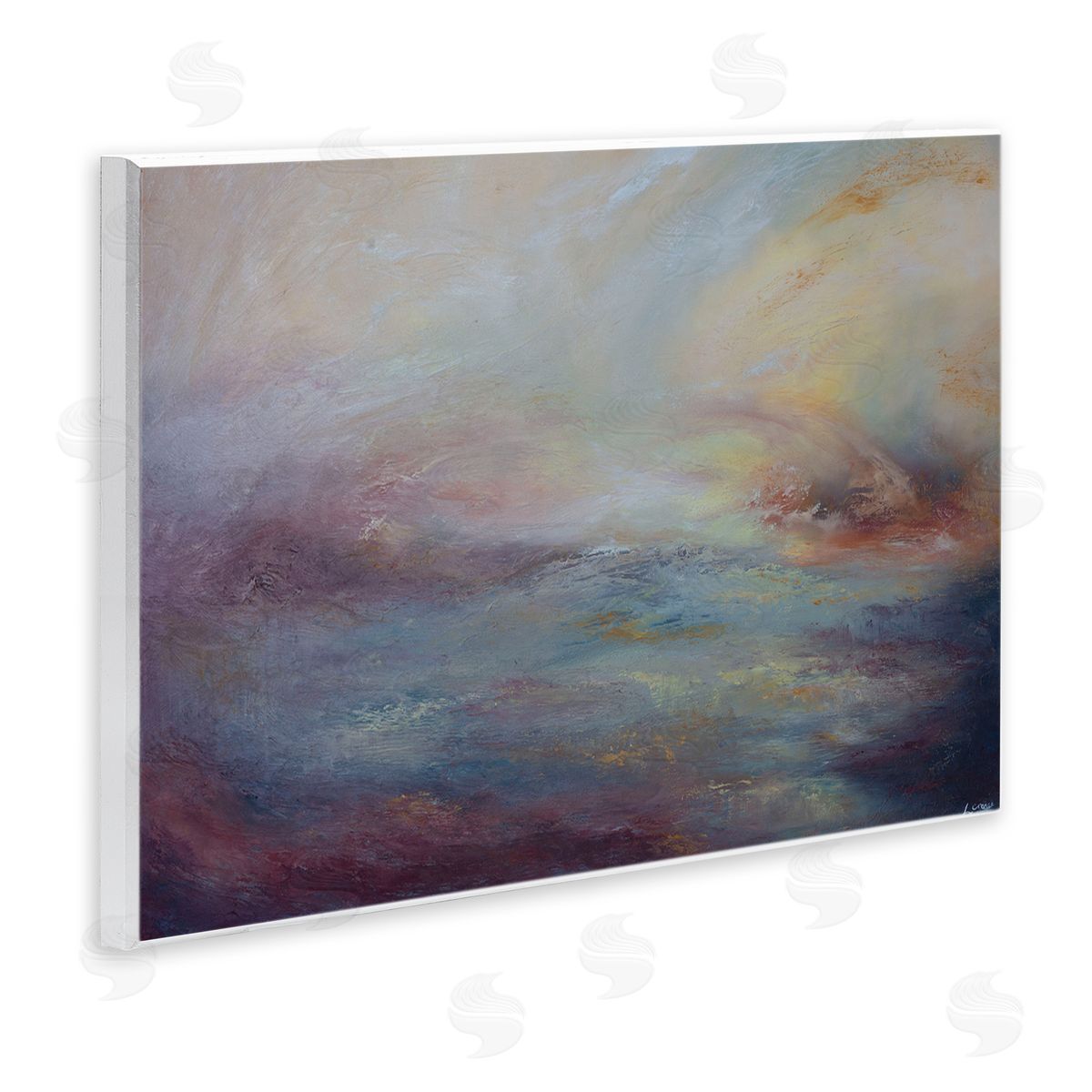 Golden Hour Swirled Abstract Wood Plaque Wall Art, Home Decor by Lydia Orange