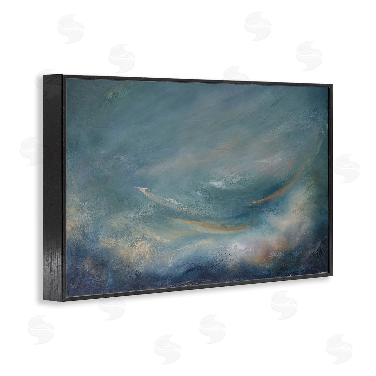 Dark Storm Clouds Abstract Black Frame Print Wall Art, Home Decor by Lydia Orange
