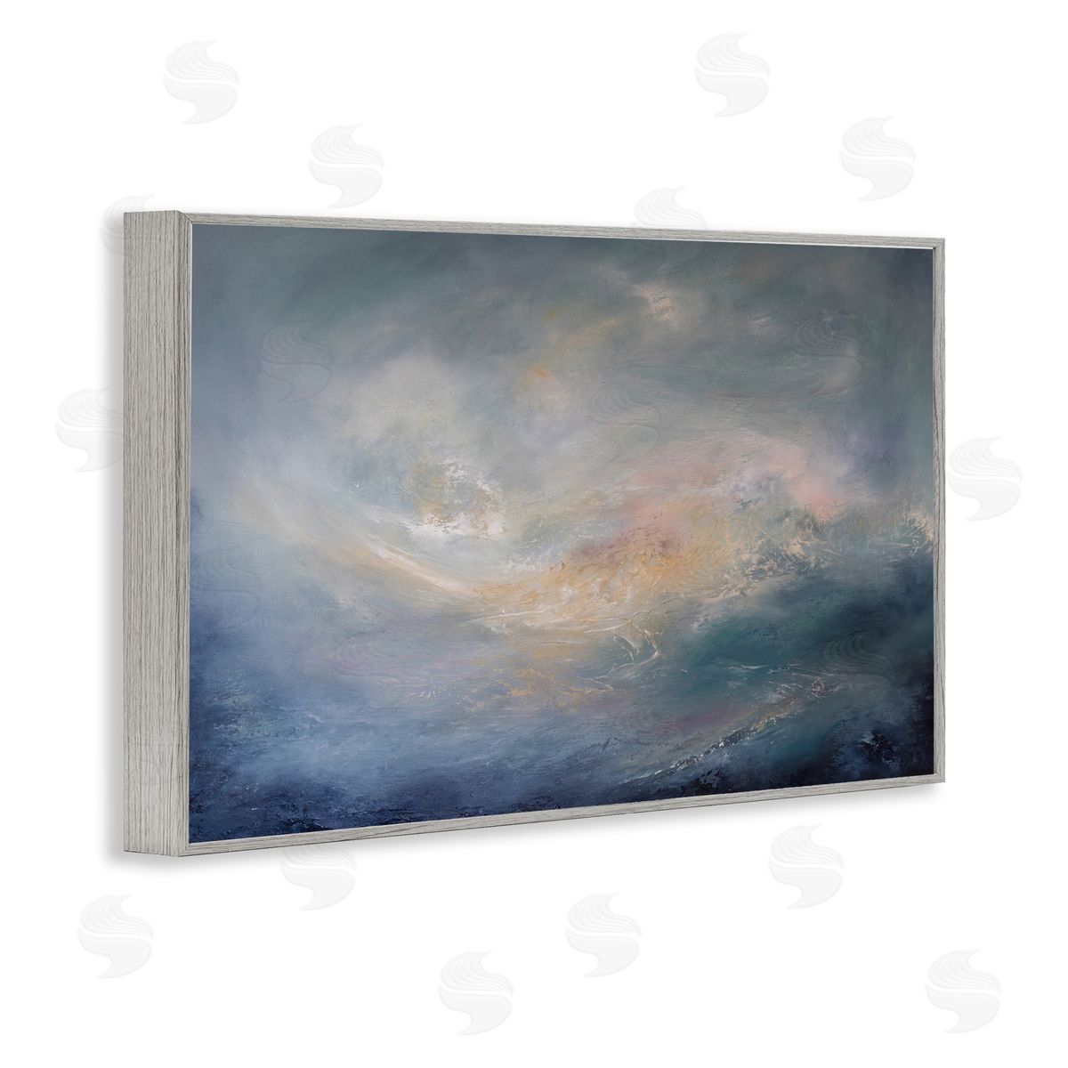 Cascading Clouds Abstract Grey Frame Print Wall Art, Home Decor by Lydia Orange