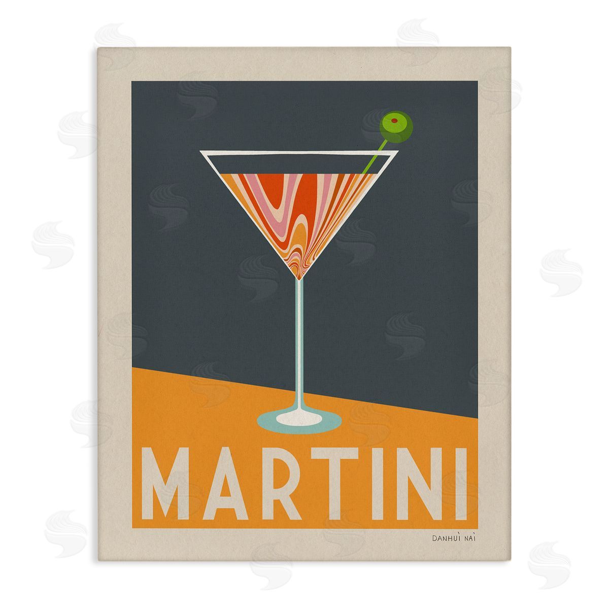 Retro Swirled Martini Canvas Wall Art, Home Decor by Danhui Nai