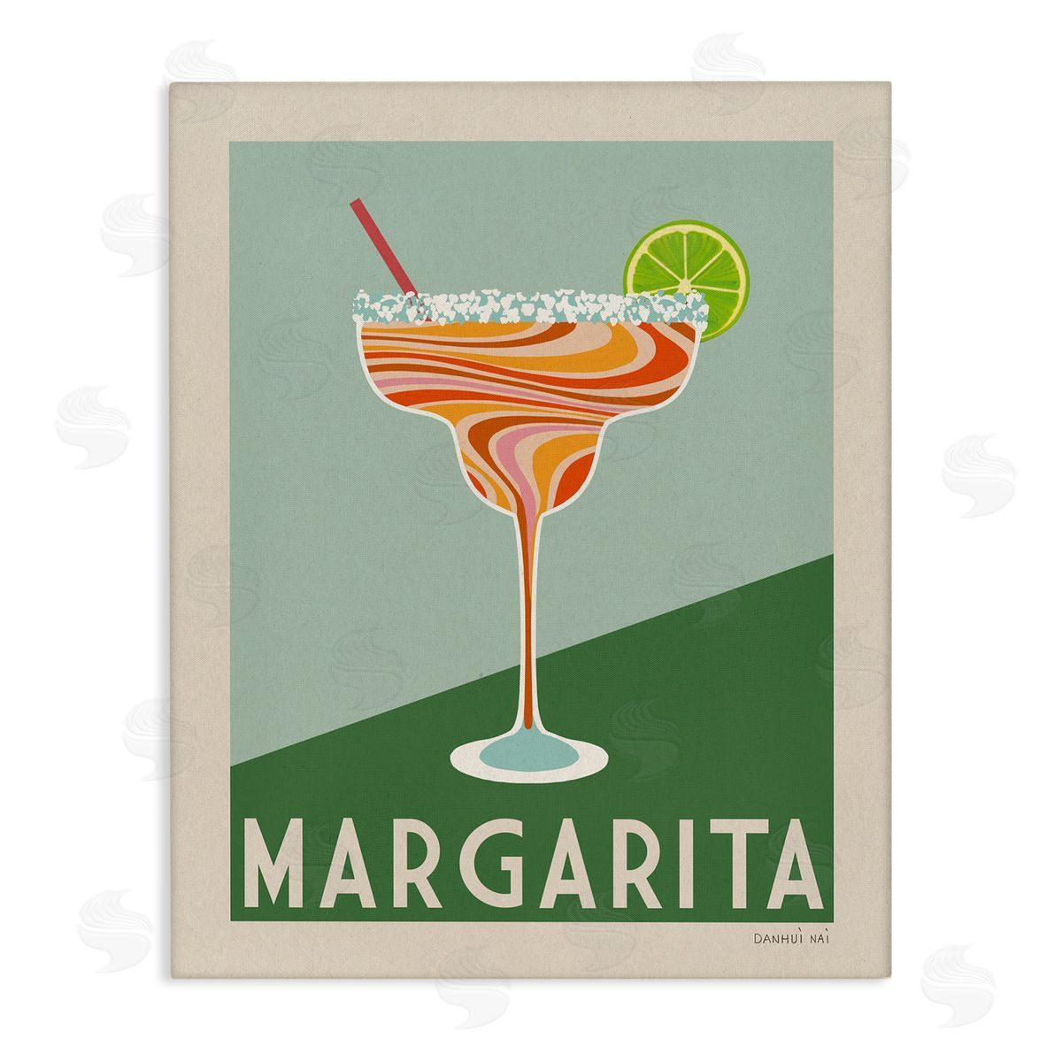 Retro Swirled Margarita Canvas Wall Art, Home Decor by Danhui Nai
