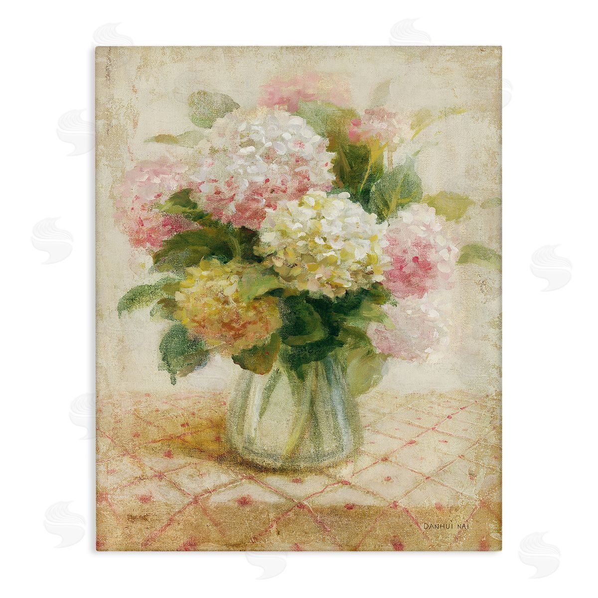 Cottage Hydrangeas in Pink Canvas Wall Art, Home Decor by Danhui Nai