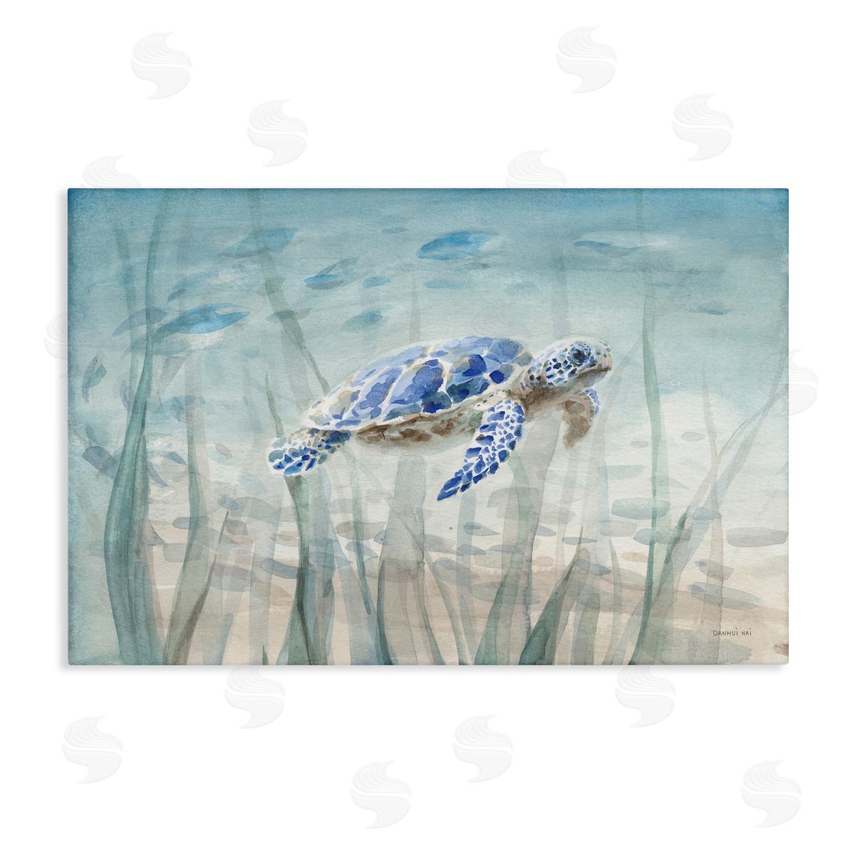 Undersea Turtle Swim Canvas Wall Art, Home Decor by Danhui Nai