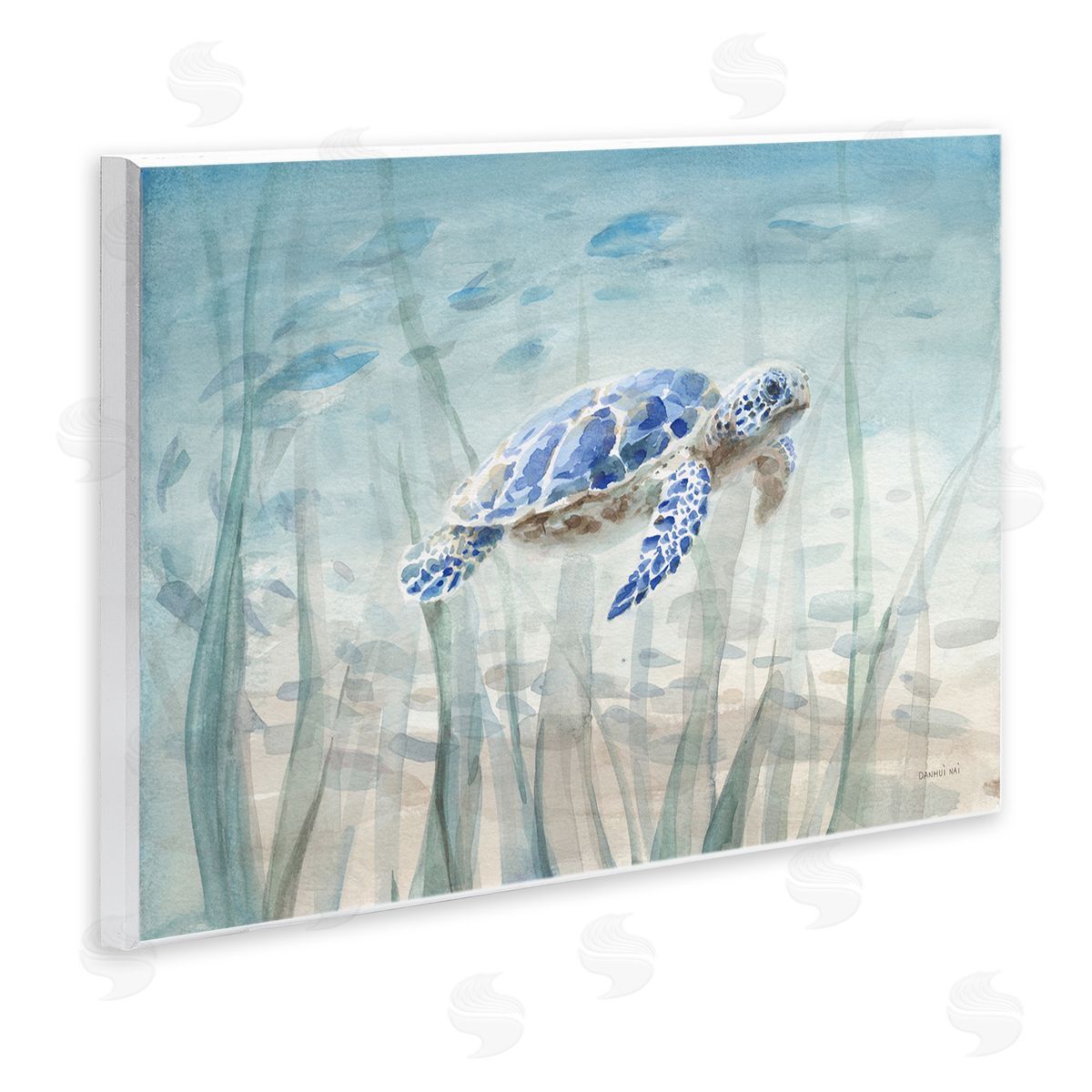 Undersea Turtle Swim Wood Plaque Wall Art, Home Decor by Danhui Nai