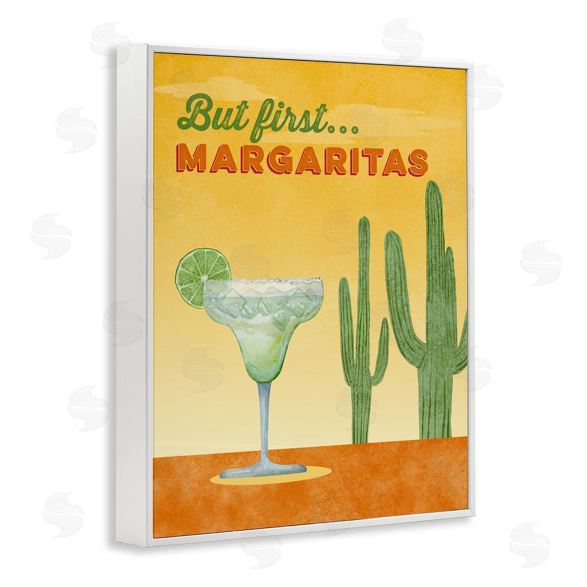 Margarita & Desert Cactus White Frame Print Wall Art, Home Decor by Brett Blumenthal