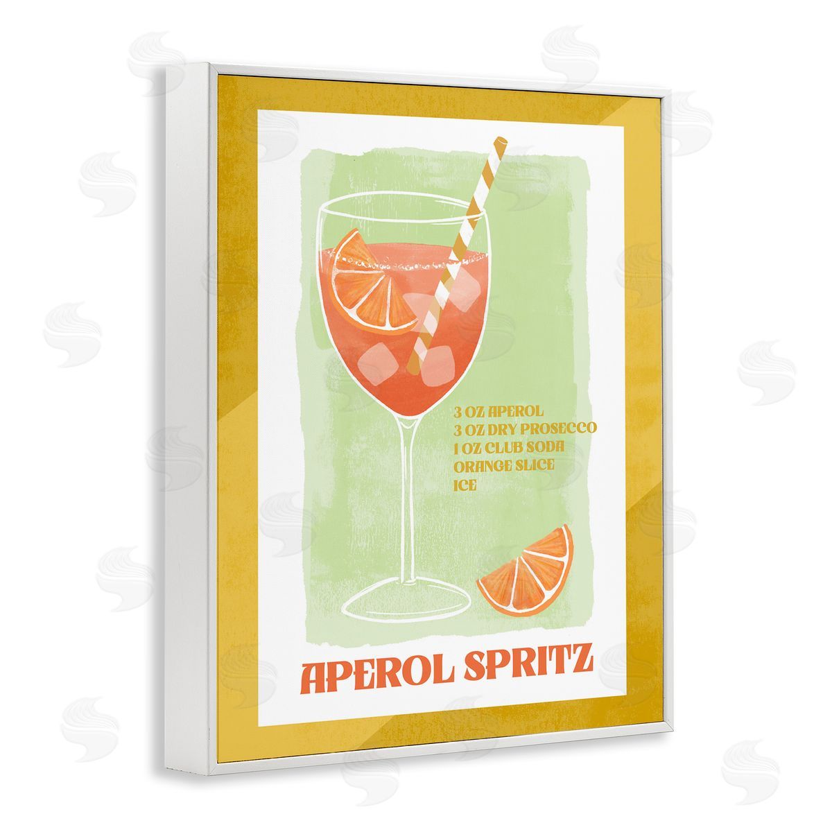 Retro Aperol Spritz Recipe White Frame Print Wall Art, Home Decor by Deane Beesley