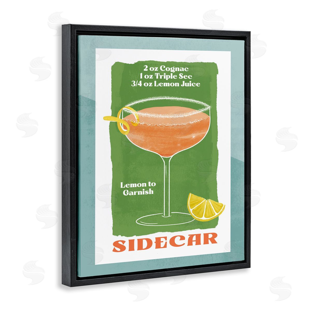 Retro Sidecar Recipe Black Floating Frame Canvas Wall Art, Home Decor by Deane Beesley