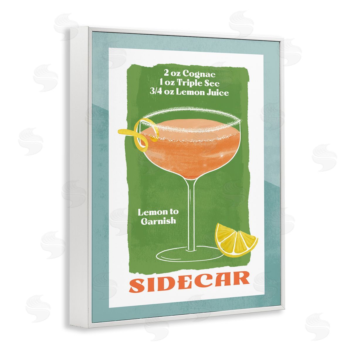 Retro Sidecar Recipe White Frame Print Wall Art, Home Decor by Deane Beesley
